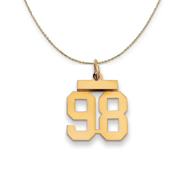 14k Yellow Gold, Athletic, Sm Polished Number 98 Necklace - 22 Inch